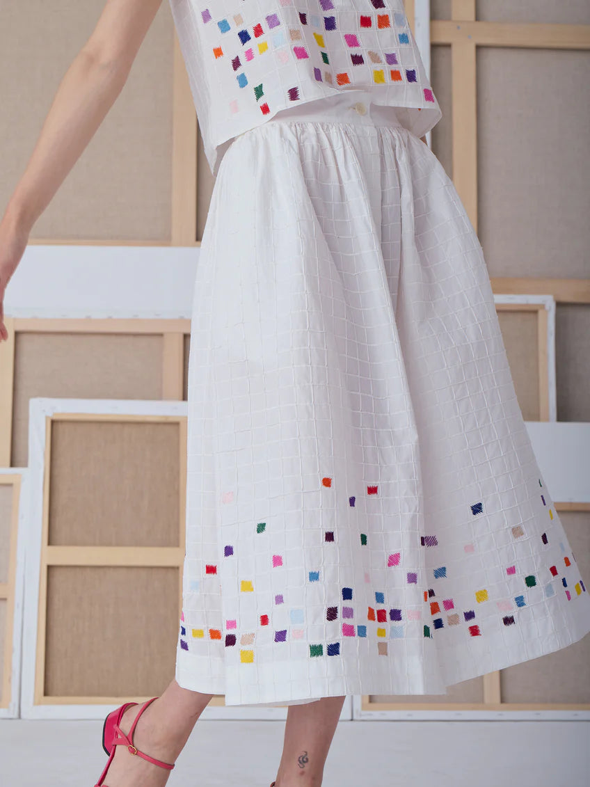 mona la coloriste skirt embroidery multicolor - MII SS25