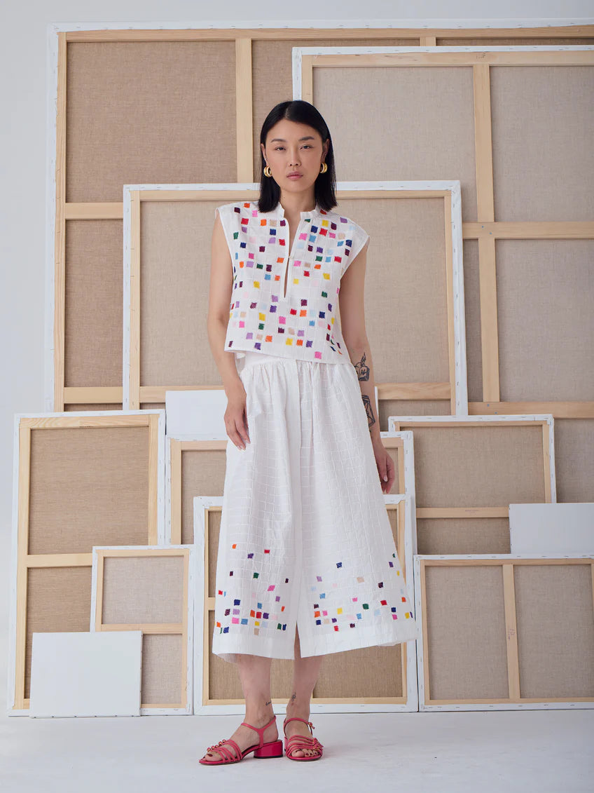 mona la coloriste skirt embroidery multicolor - MII SS25
